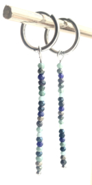 Oorbellen zilver long blue