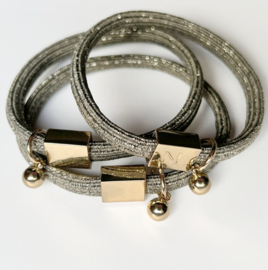 Haar-elastiekje + armband olijf glitter