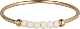 Ring palm White beads coldplated