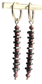 Oorbellen gold long red