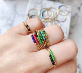 Ring palm Green beads coldplated