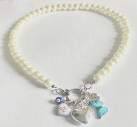 Parelketting zilver/blue