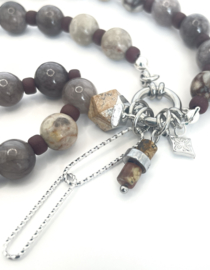 Ketting zilver grey/mauve