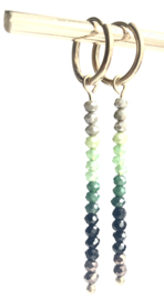 Oorbellen gold long green