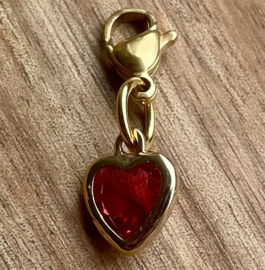 Bedel van kristal glas hart red