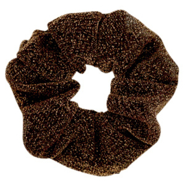 Scrunchie haarelastiek glitter golden brown