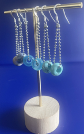 Oorbellen zilver long turquoise