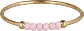 Ring palm Pink beads coldplated