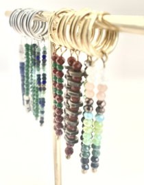 Oorbellen gold long red/green
