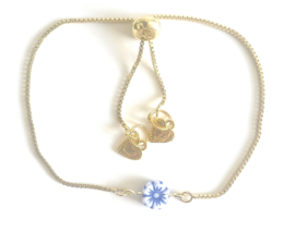 Armband gold blue flower