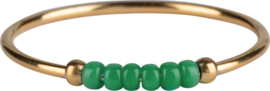 Ring palm Green beads coldplated
