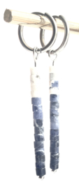 Oorbellen zilver long indigo