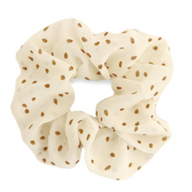 Scrunchie haarelastiek dots beige/bruin