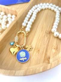 Parelketting gold/blue
