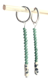 Oorbellen zilver long green
