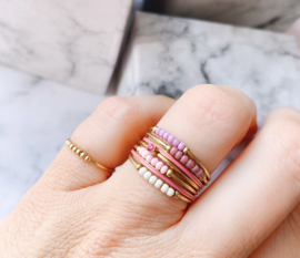 Ring palm Pink beads coldplated