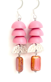 Oorbellen zilver pink