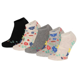 Ladies sneaker socks red flower