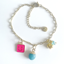 Armband gold pink smiley
