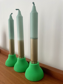 Dippy kaars goud/lichtblauw