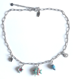 Schakelketting blue zilver