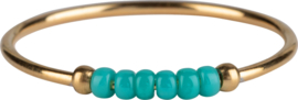 Ring palm petrol blue beads coldplated