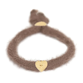 Fluffy armband taupe/goud kleurig