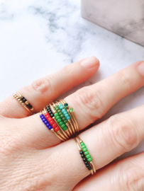 Ring palm dark blue beads coldplated