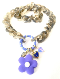 Acrylic chain purple  flower