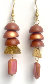 Oorbellen gold mauve/brons