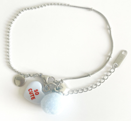 Armband zilver blue so cute