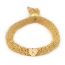 Fluffy armband curry/goud kleurig