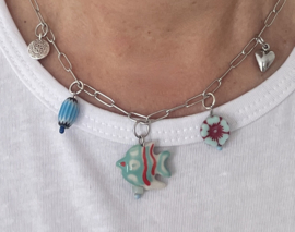 Schakelketting blue zilver