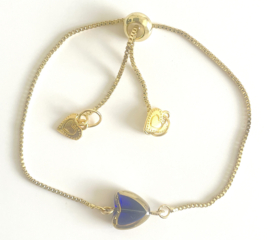 Armband gold blue heart