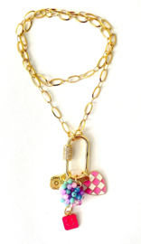 Ketting golden pink smiley