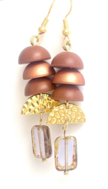 Oorbellen goud mauve/brons