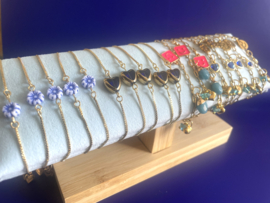 Armband gold blue flower