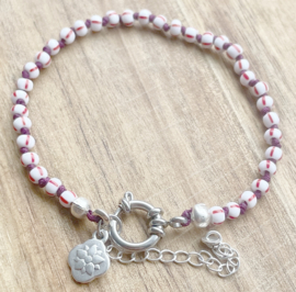 Armband zilver aubergine