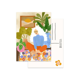 Kaart "meisje met planten"