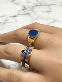Ring zilver blauwsaffier emaille