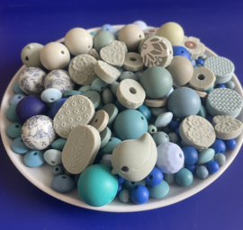 Siliconen kralen blauw/groen