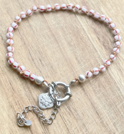 Armband zilver red/brown