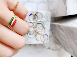 Ring palm Olivegreen beads coldplated