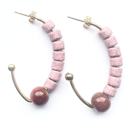 Oorbellen gold pink