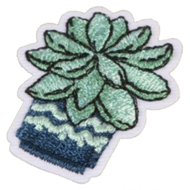 Strijkapplicatie blauwe cactus