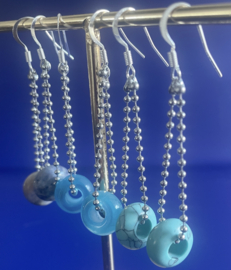 Oorbellen zilver long turquoise