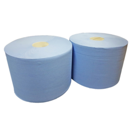 Industriepapier verlijmd blauw 2 laags 26 cm (prijs per 2 rollen)
