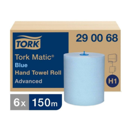 TORK MATIC PAPIEREN HANDDOEKROL ADVANCED H1, 2-LAAGS, BLAUW, 6 X 150 M (290068)