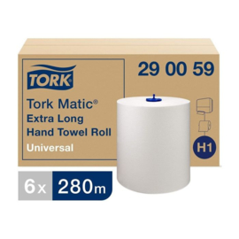 Tork Matic extra lange handdoekrol, H1, 1-laags, wit, 6 x 280 m