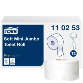 TORK PREMIUM TOILETPAP MINI JUMBO 2-LGS WIT 170 MTR X 10 CM DOOS À 12 ROL/850 VEL (110253)